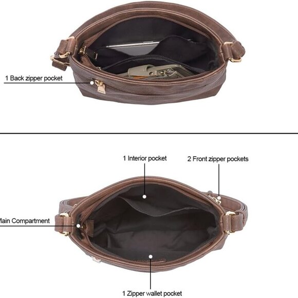 Crossbody Purses for Women, Medium Size Zipper Pocket Adjustable Strap, Soft Lea - Picture 5 of 7